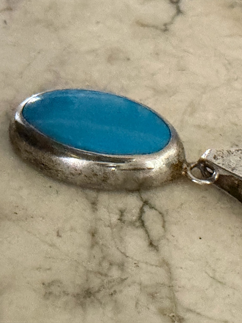 Turquoise Oval Pendant - Blue Stone Sterling silver